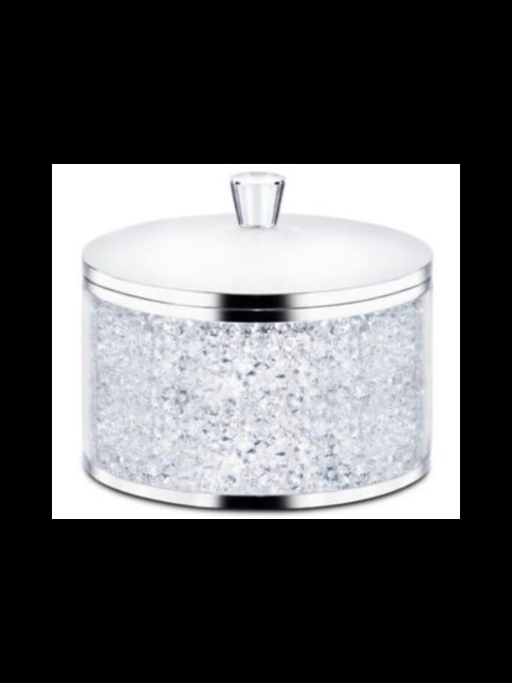 Swarovski Clear Crystal Accent Storage Jar with Silver Trim/ Crystalline Jar